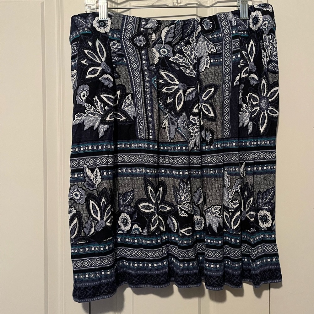 J Jill Blue Patterned Skirt Size M